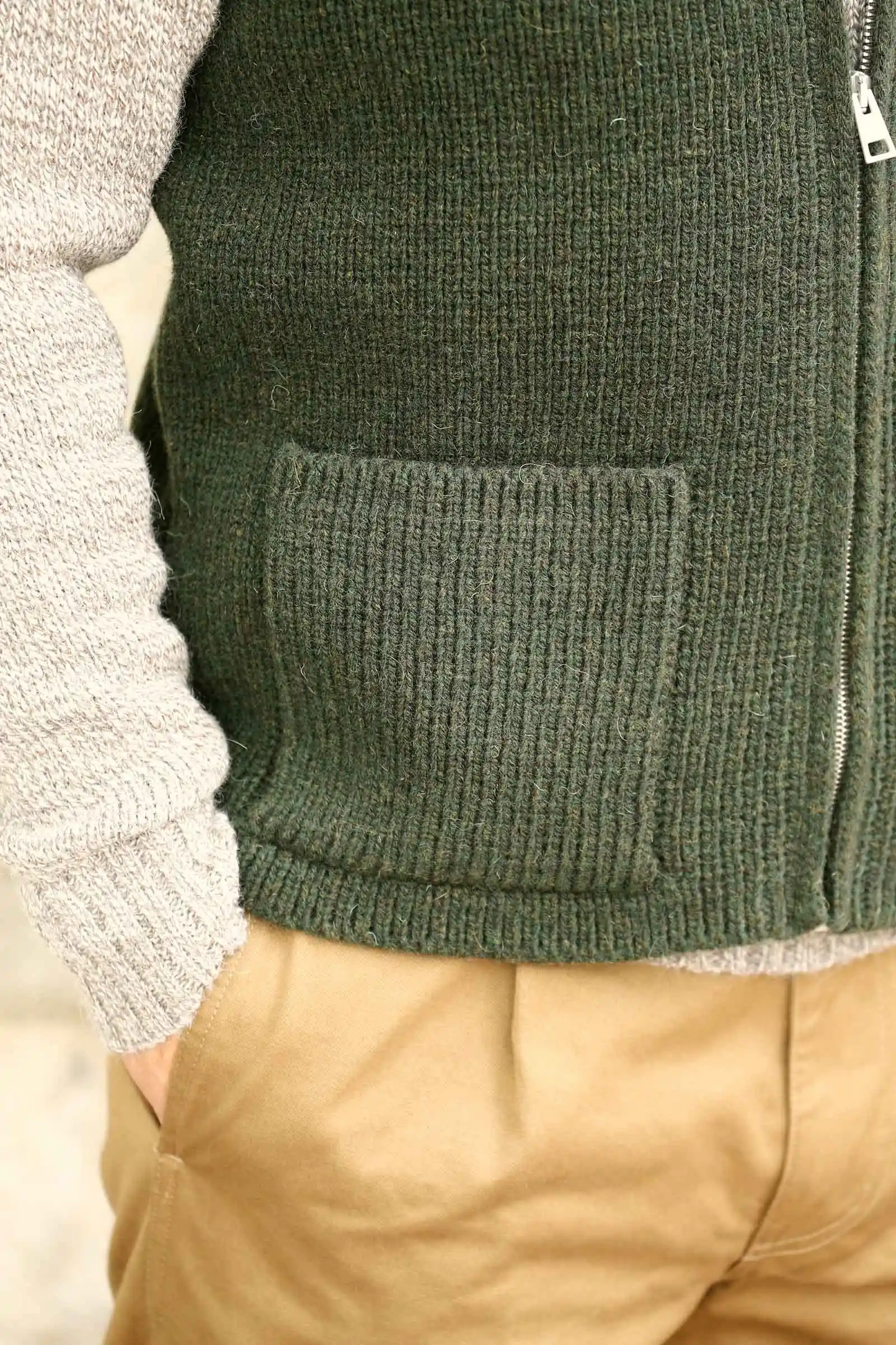FOLK81 – GILET ZIPPE – Dark green